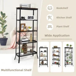 Costway 5 Tier Bookshelf Standing Storage Shelf Unit For Kitchen Living Room Office -Baxton Studio Store GUEST f9f53b41 64a4 4b0c 90dd fe409f99053f