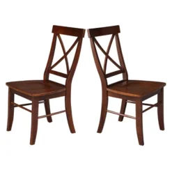 Set Of 2 X Back Chairs With Solid Wood Seats Espresso - International Concepts -Baxton Studio Store GUEST fb5ff0fa 3ef9 472c 8685 2c835d127f36