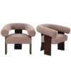 Cheryl Set Of 2 Teddy Velvet 23.2" Wider Seat And Backrest Upholstered With Rubberwood Legs Curved Wishbone Frame Accent Chair-Maison Boucle -Baxton Studio Store GUEST fb6c4373 1d32 48cf 9897 9a74f1f52f2d