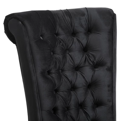 HOMCOM High Back Accent Chair, Upholstered Armless Chair, Retro Button-Tufted Royal Design With Thick Padding And Rubberwood Leg, Black 6 HOMCOM High Back Accent Chair, Upholstered Armless Chair, Retro Button-Tufted Royal Design With Thick Padding And Rubberwood Leg, Black - Image 4
