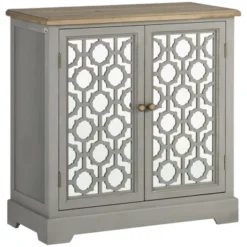 HOMCOM Farmhouse Storage Cabinet, Sideboard Buffet Cabinet With Double Glass Doors And Solid Wood Countertop For Kitchen, Living Room -Baxton Studio Store GUEST fe7be5c2 1395 4cc0 885b 27cfbf118817