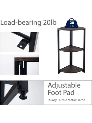 Year Color Modern Industrial Black And Antique Wood Small 3 Tier Display Corner Bookshelf With Plant Stand And Storage Rack 6 Year Color Modern Industrial Black And Antique Wood Small 3 Tier Display Corner Bookshelf With Plant Stand And Storage Rack - Image 4