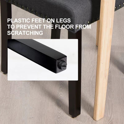 Tangkula 2-Piece Upholstered Linen Fabric Dining Chairs With High Backrest & Padded Seat 6 Tangkula 2-Piece Upholstered Linen Fabric Dining Chairs With High Backrest & Padded Seat - Image 4