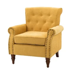 Galatea Wooden Upholstered Accent Armchair With Nailhead Trim | ARTFUL LIVING DESIGN -Baxton Studio Store GUEST ff718fac 406d 4609 b370 365ac0757796