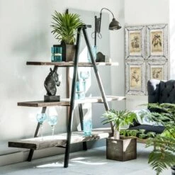 73" Ramsden Solid Wood And Iron Tripod Book Shelf Brown/Black - A&B Home -Baxton Studio Store GUEST ff8e5546 c89c 48fe bcc5 feaf83eb3c34