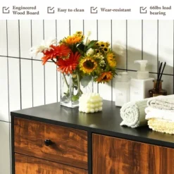 Costway Storage Cabinet W/Drawer & Side Cabinet 31.5'' Sideboard Dresser Cupboard -Baxton Studio Store GUEST ff9e299f ff00 49c2 a336 822b8f94e3b6