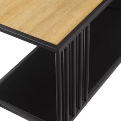 55.5" Modern 4 Shelf With Metal Bar Room Divider Bookcase Coastal Oak/Black - Saracina Home 15 55.5" Modern 4 Shelf With Metal Bar Room Divider Bookcase Coastal Oak/Black - Saracina Home -Baxton Studio Store GUEST ffa6e104 97bb 4319 b27b 600bbe750d80