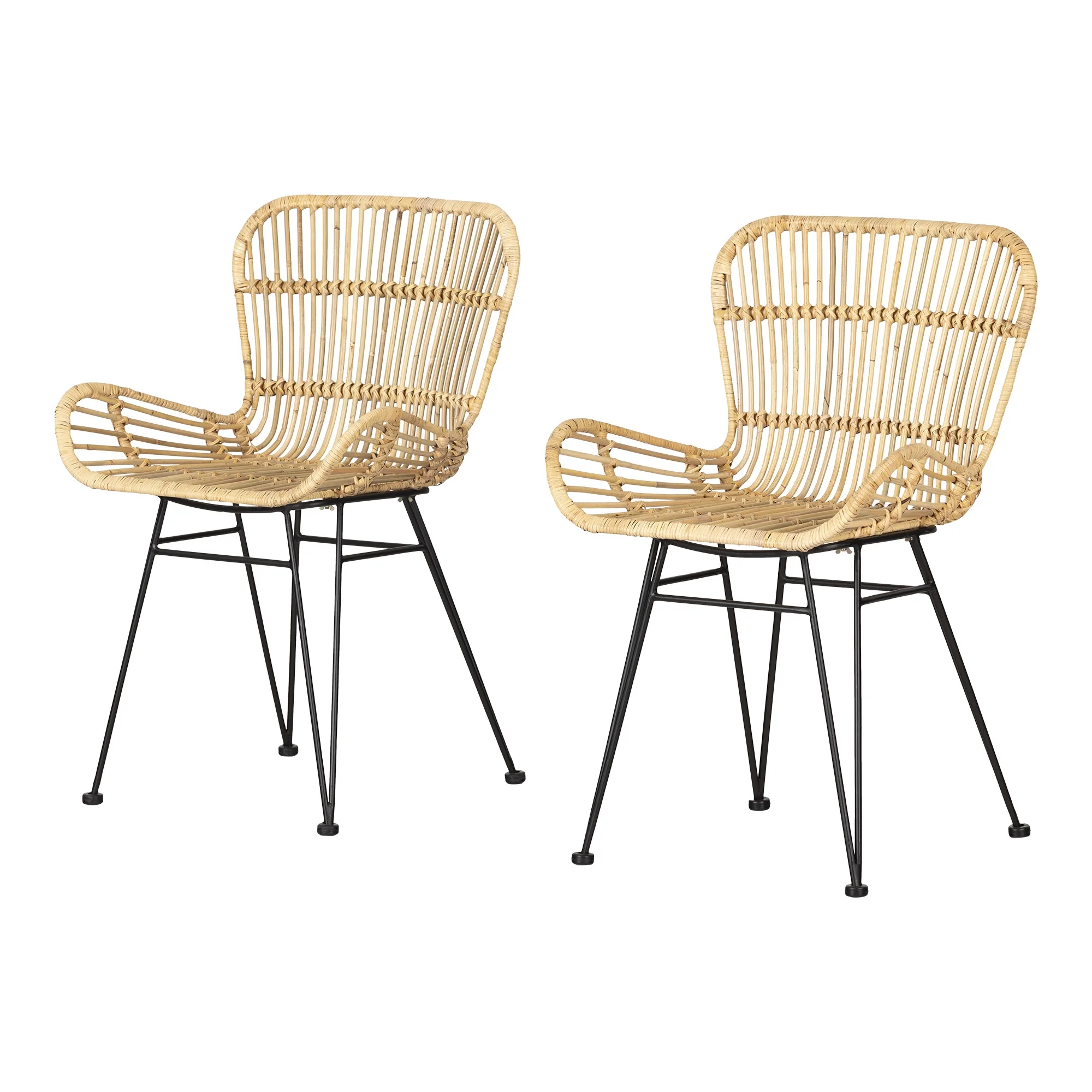 Baxton Studio Store -Baxton Studio Store Balka Rattan Dining Chair with Armrests Set of 2 Rattan and Black South Shore 24eba091 61a0 4f68 acb9 d67b43683551.e0a0e5d14d74d51d8c1f8ea1675b205c